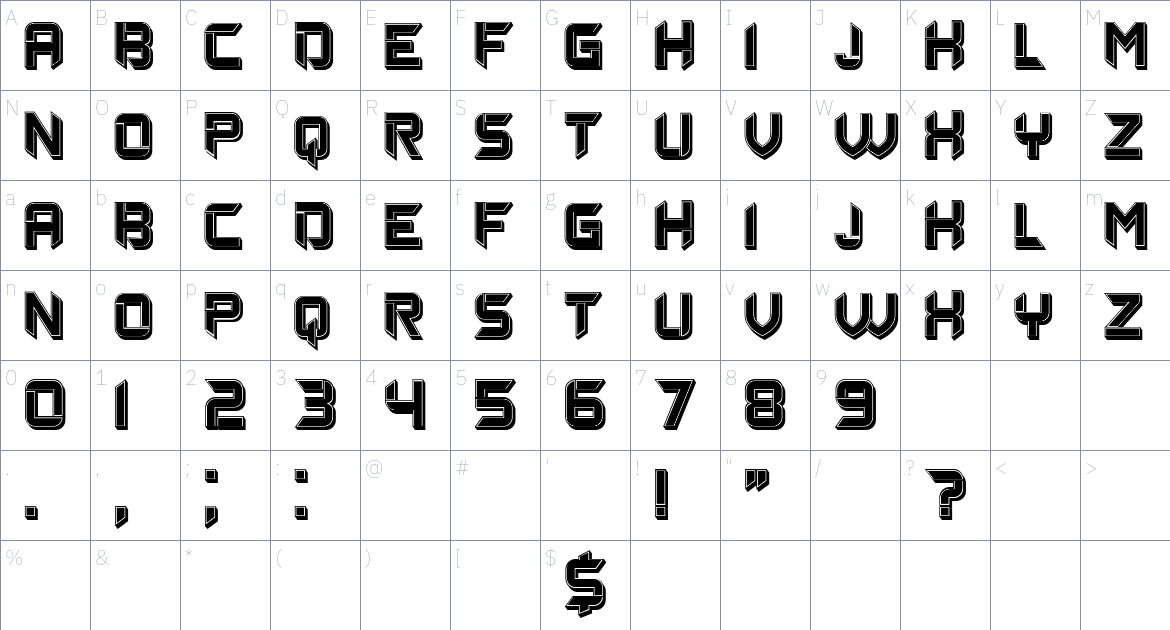 Eros font Character Map