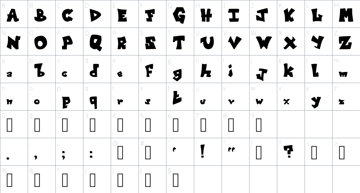 Augmented Funk Font font Character Map