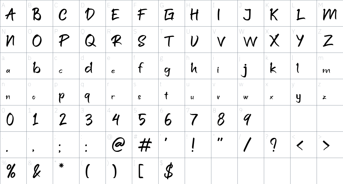 Santuy Font font Character Map