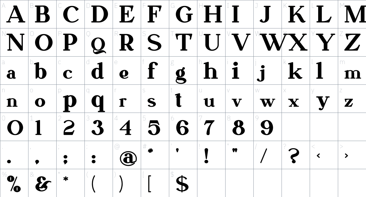 Hawthorn font Character Map