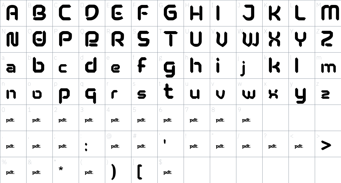 Abrog font Character Map