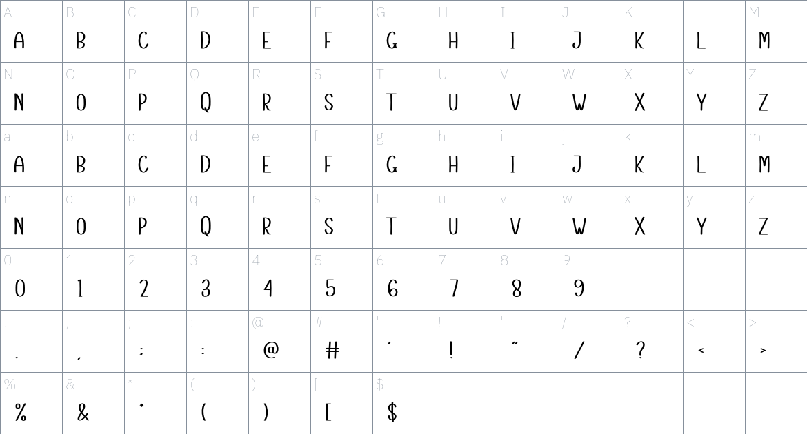 Library School font Character Map