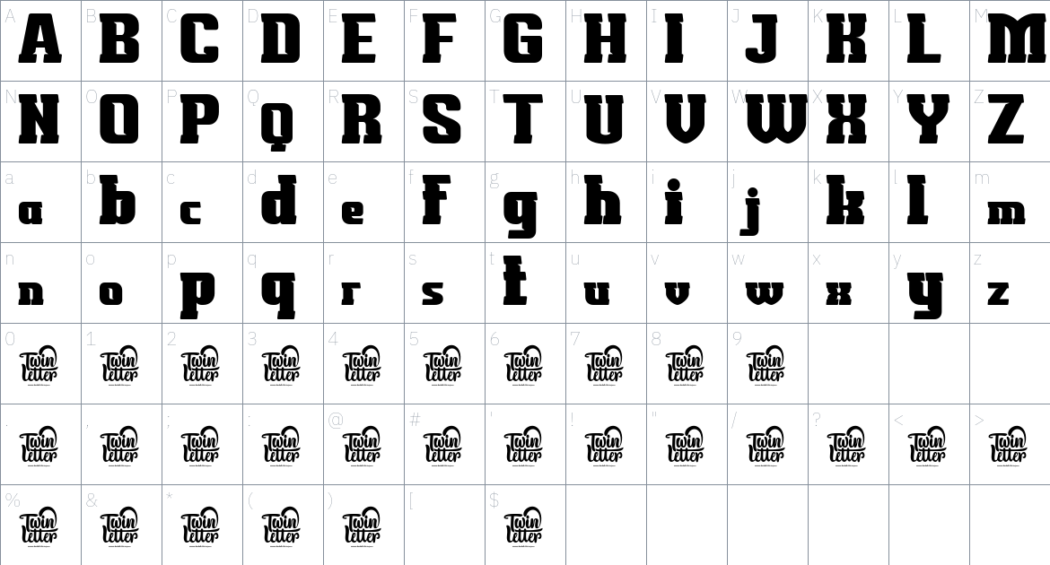 Kunex font Character Map