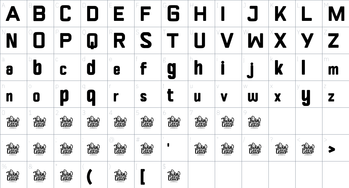 Viprox font Character Map