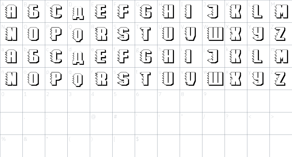 Fontorog font Character Map