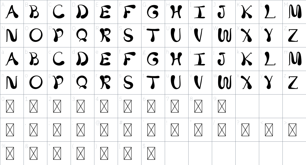 Kawkaa Font font Character Map