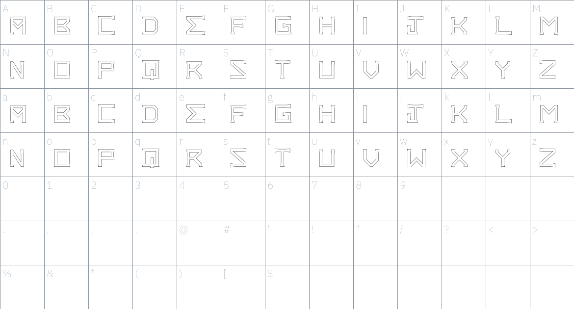 Zews Typeface font Character Map