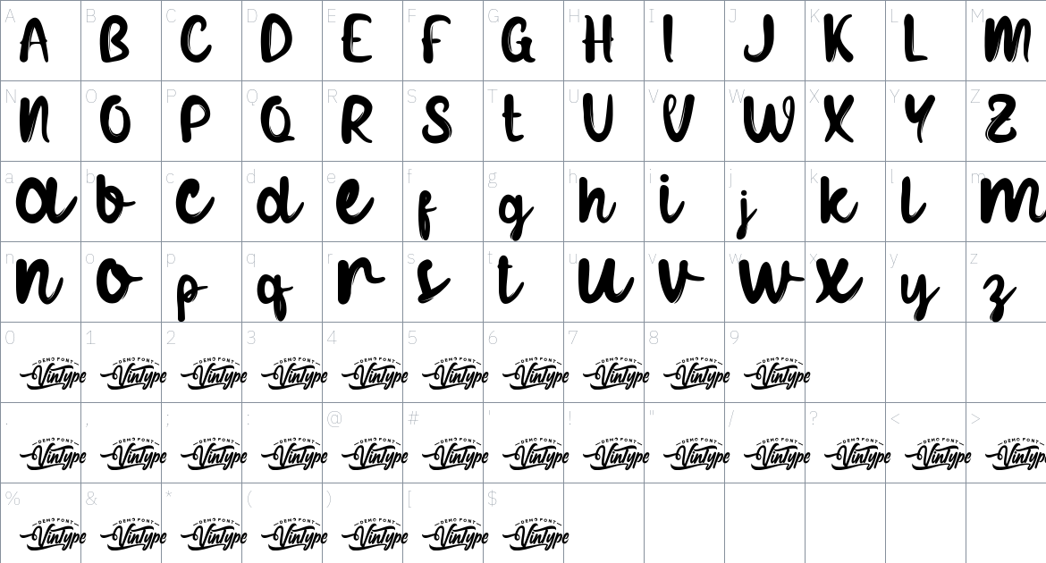 Saccharify font Character Map