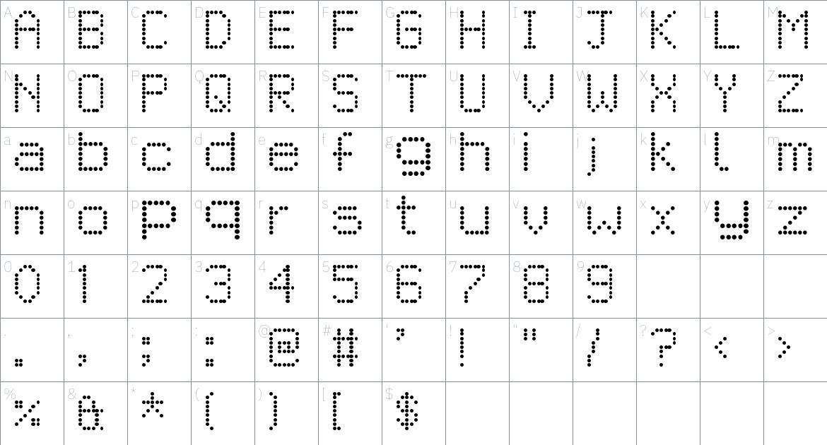 Metro Time Sign font Character Map