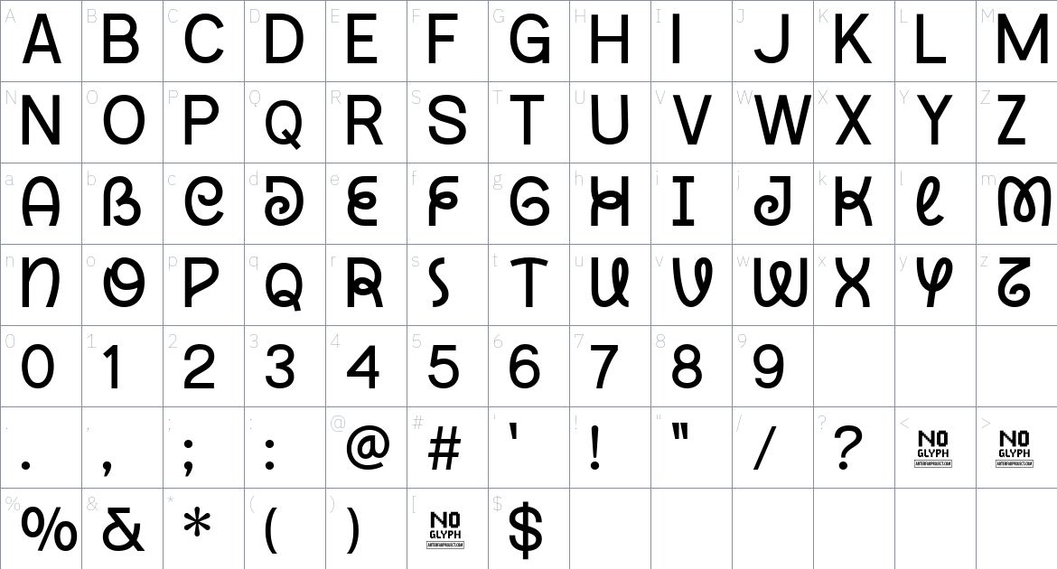 Vemoly Display Font font Character Map