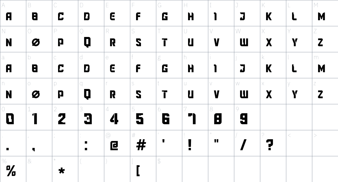 URBANOIZ Font font Character Map