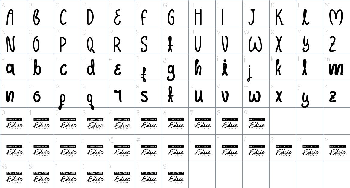 Sweetby font Character Map