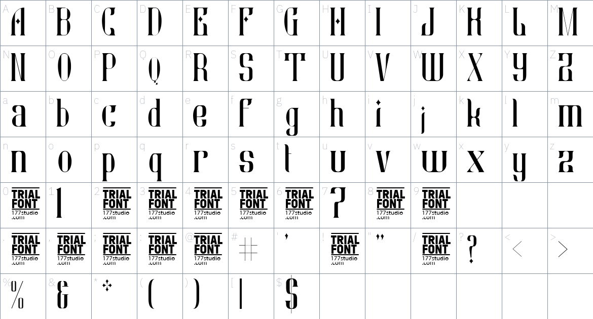 Generate Condensed font Character Map