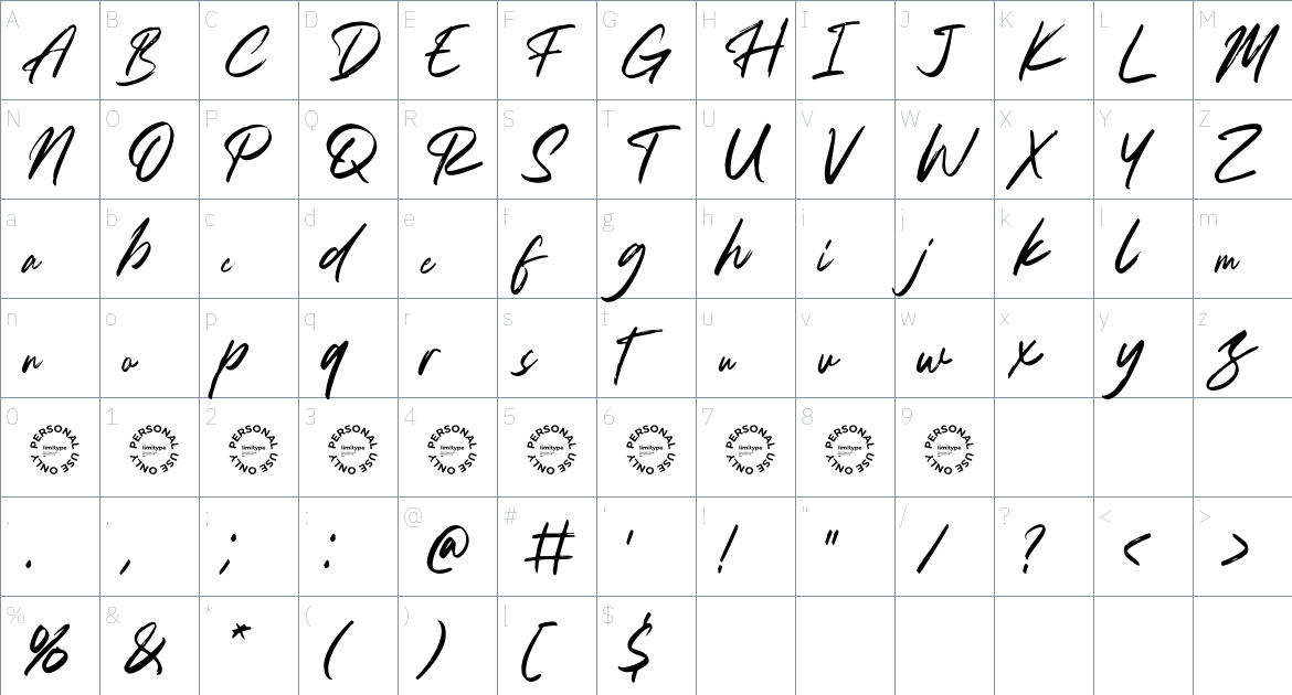 Hacklines font Character Map