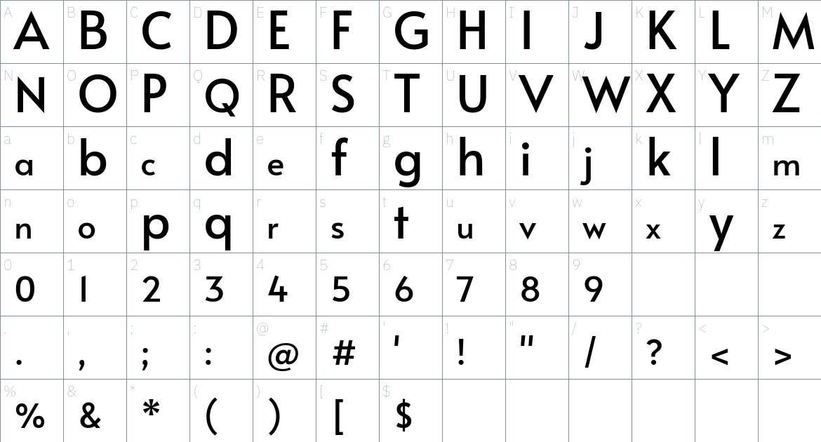 Alata Font font Character Map