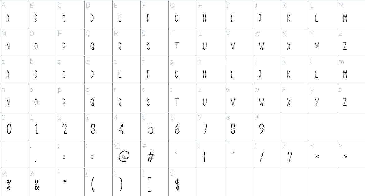 Playfull font Character Map