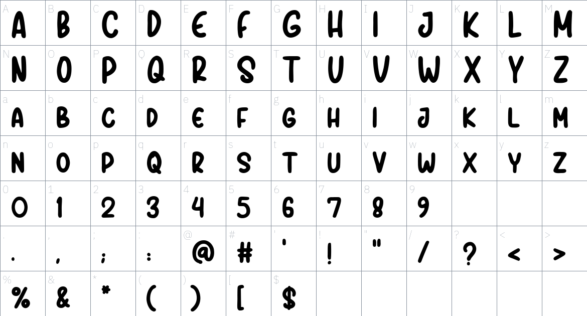 SPORTIME font Character Map