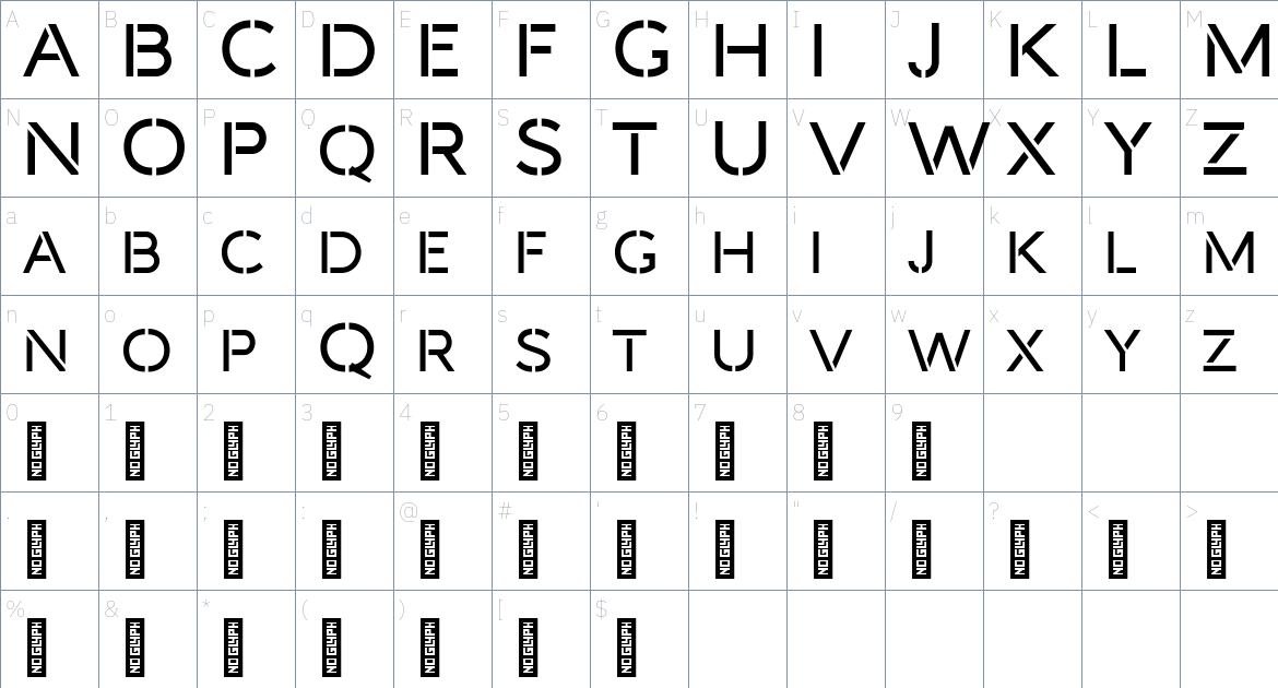 Darbots font Character Map