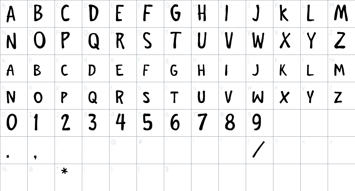 Adams Reline font Character Map