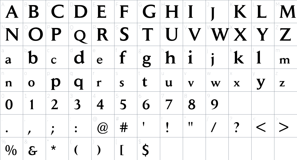 Daily News BQ font Character Map