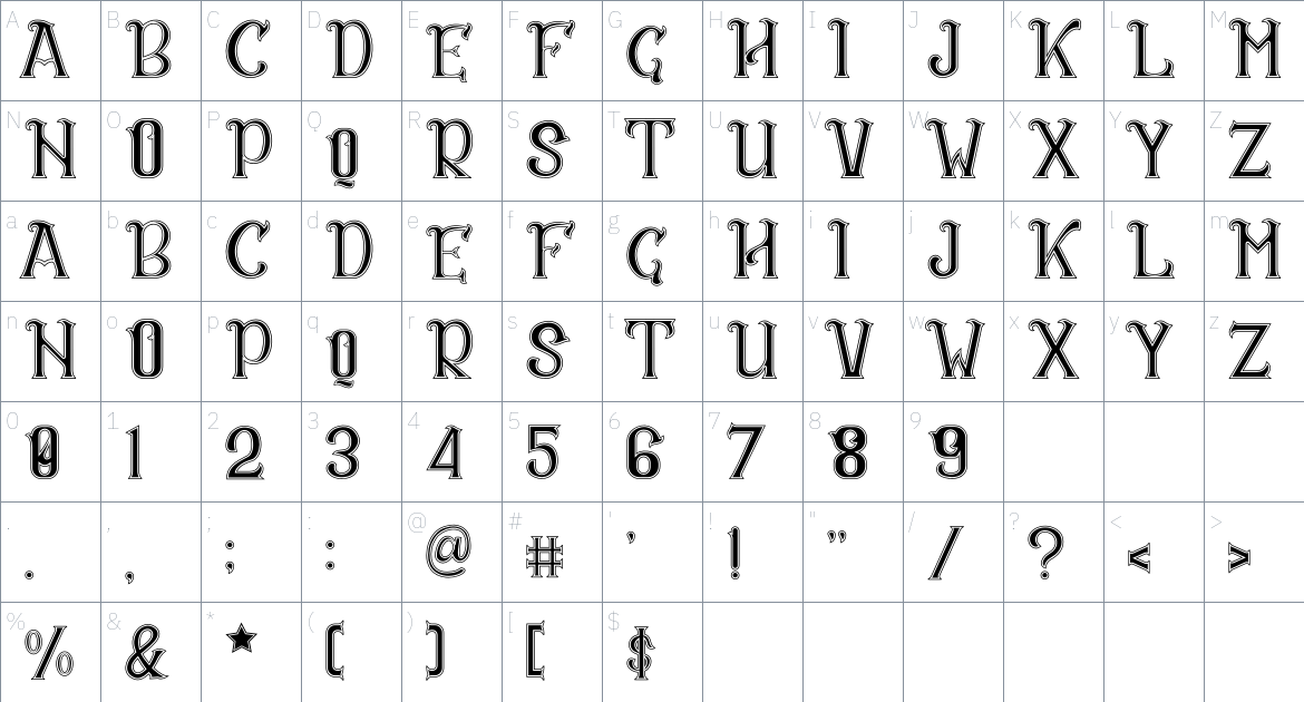 CS Rosalia font Character Map