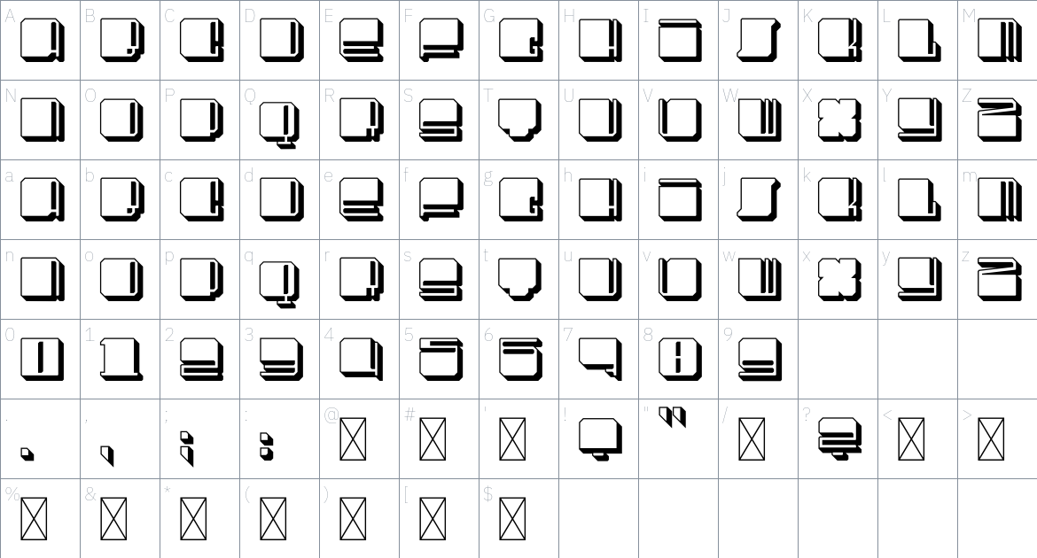 Ultra Squared font Character Map