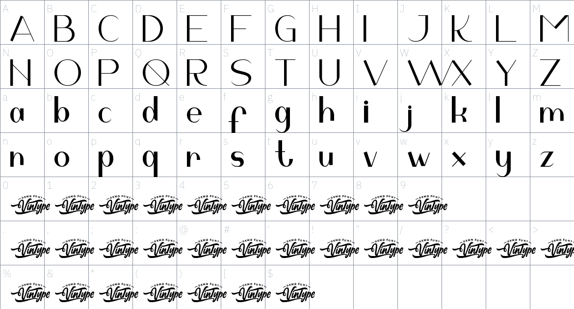 Queenscliff font Character Map