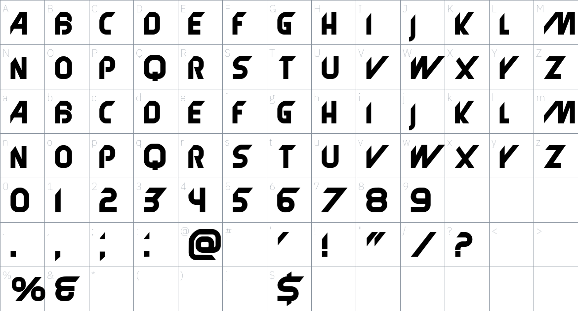 Translator font Character Map