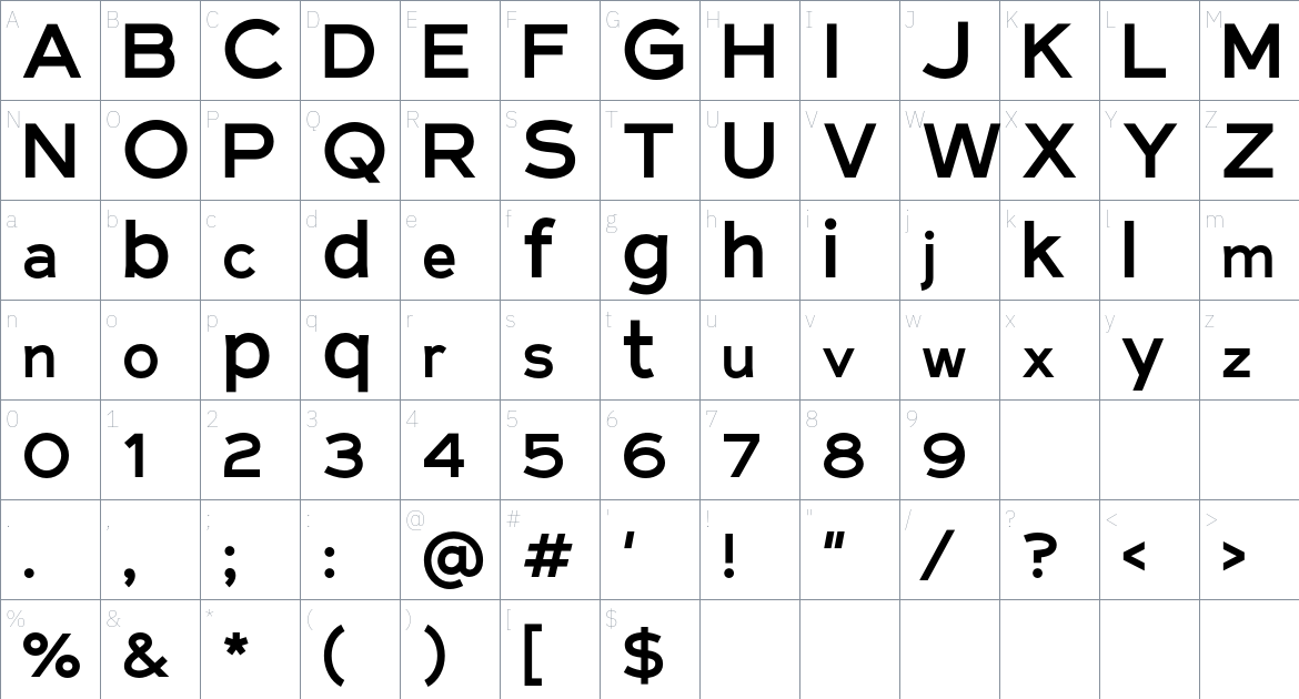 NBC Tinker 22 font Character Map