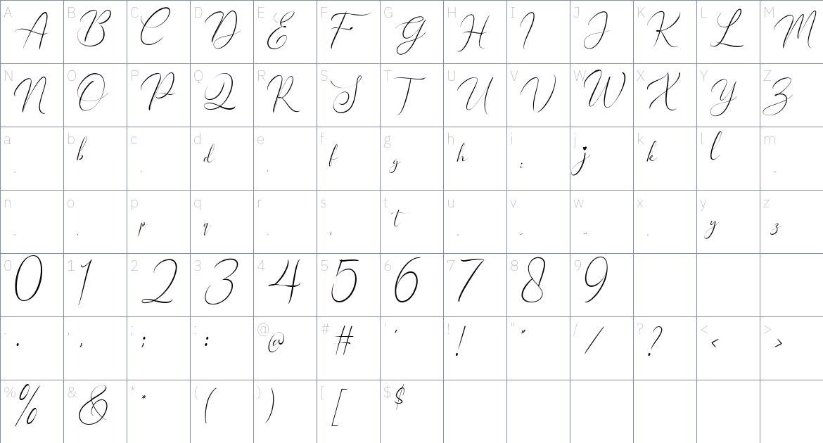 Kalidony Font font Character Map