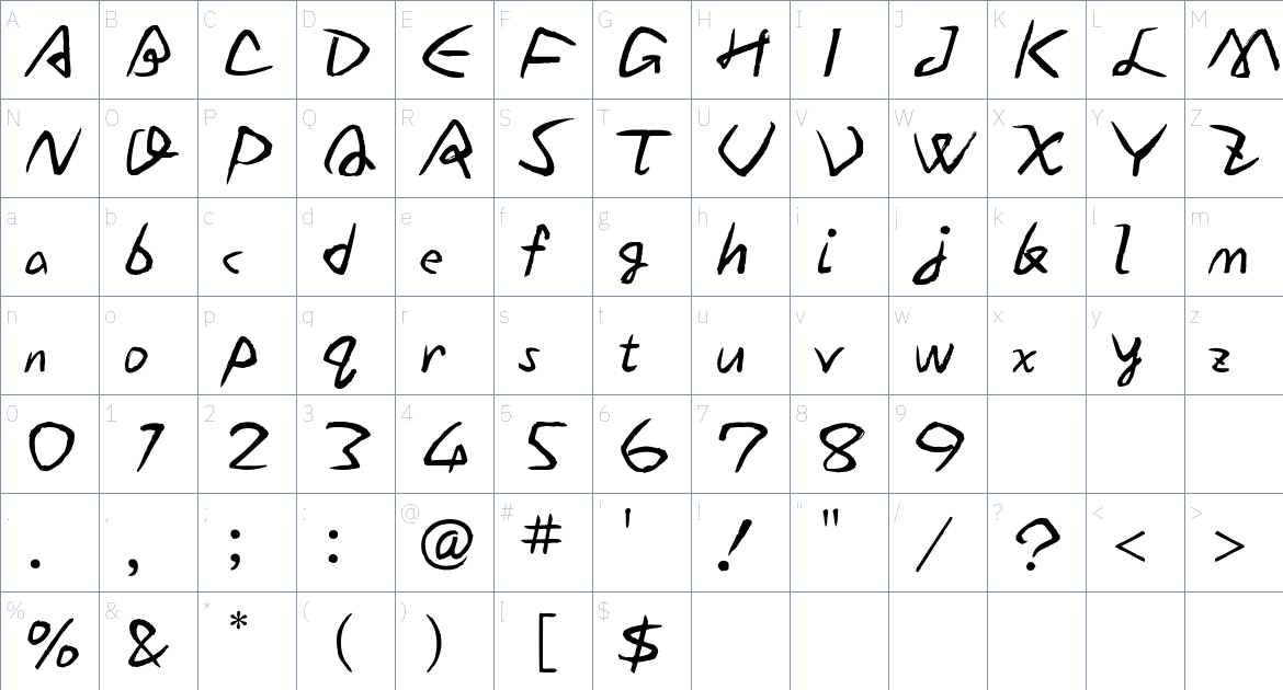 Yuji Boku Font font Character Map