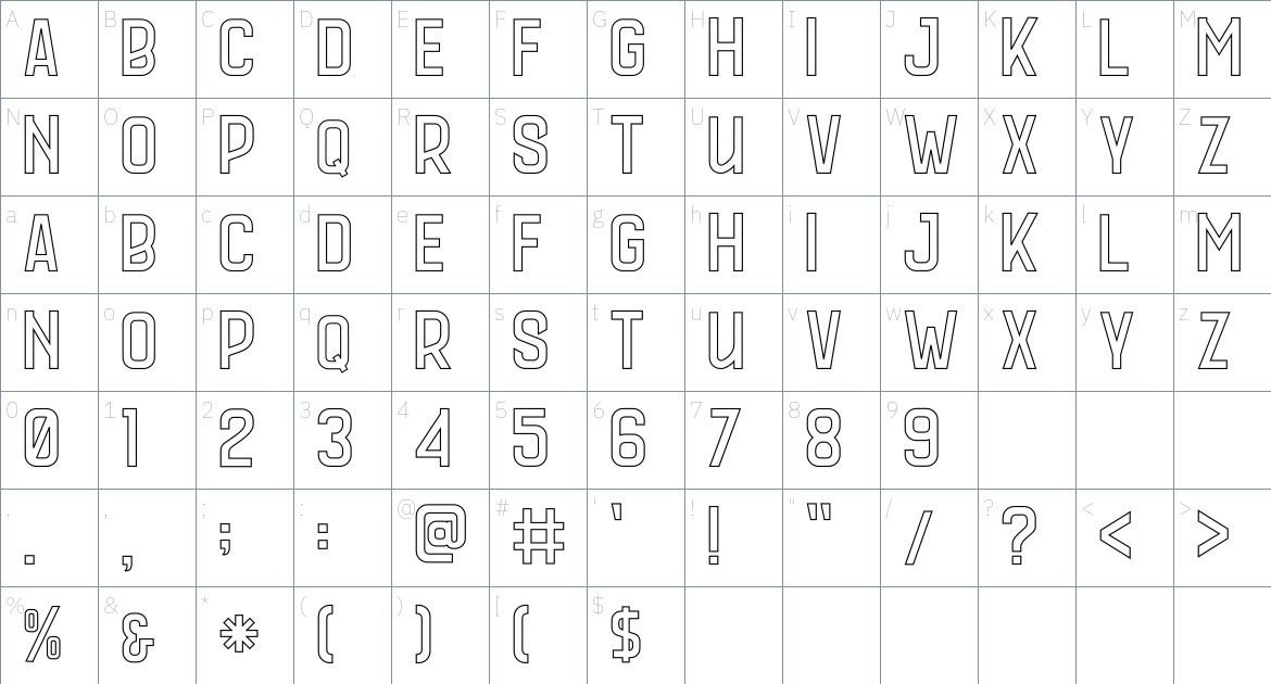 CS Rocky font Character Map