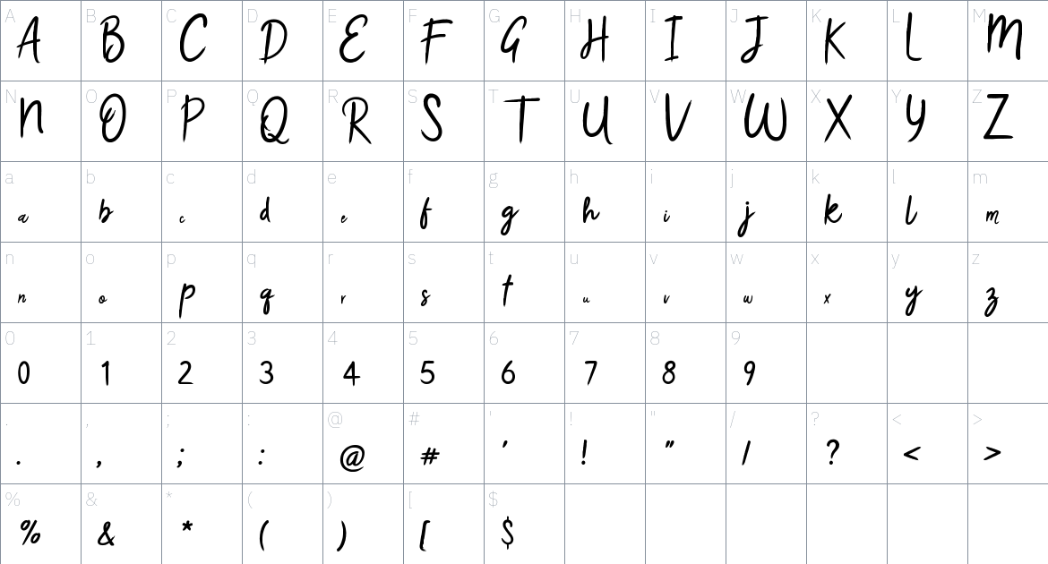 Oslo Capital font Character Map