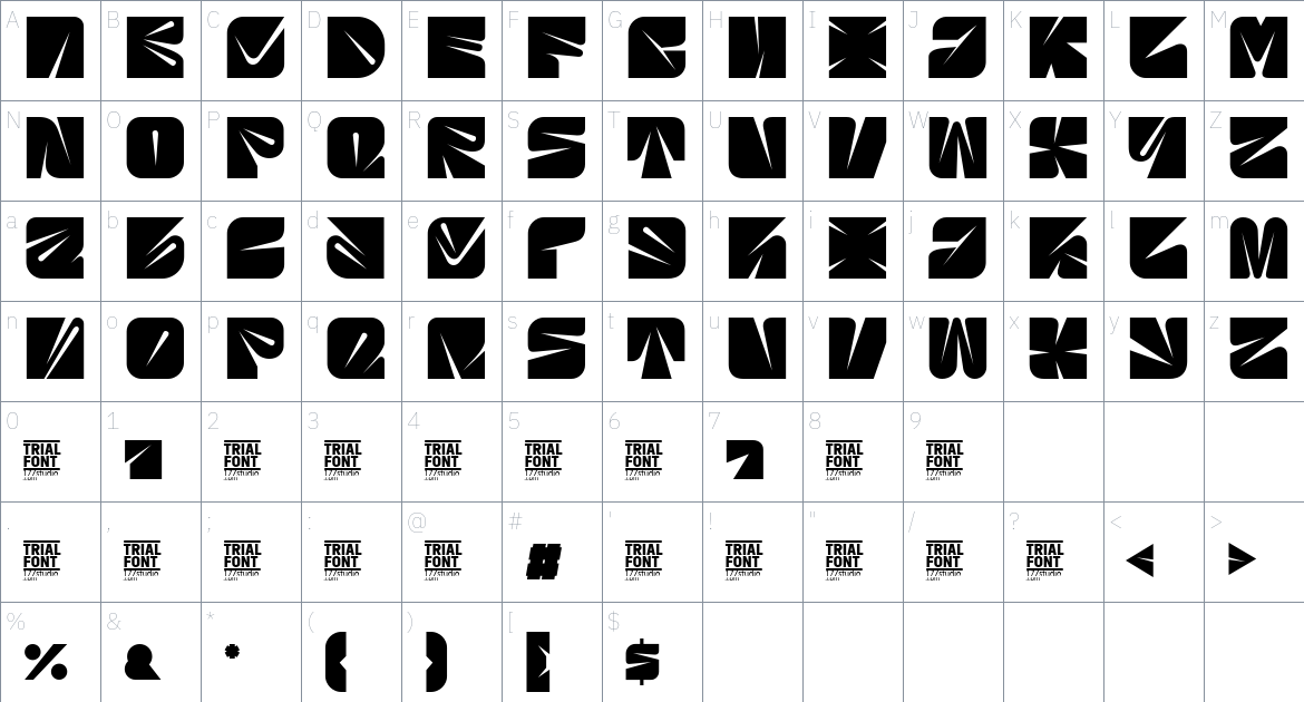 Critical Studies font Character Map