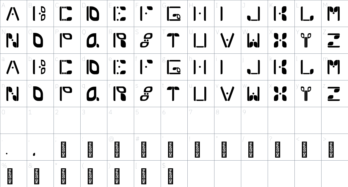 Plantasia Pilea Peper Font font Character Map