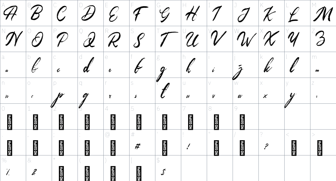 Meadows Font font Character Map