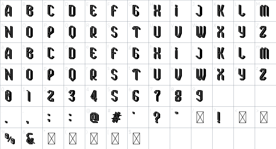 Comback Strongers font Character Map