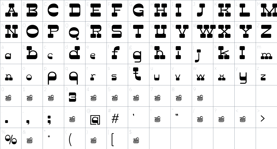 Lathier font Character Map