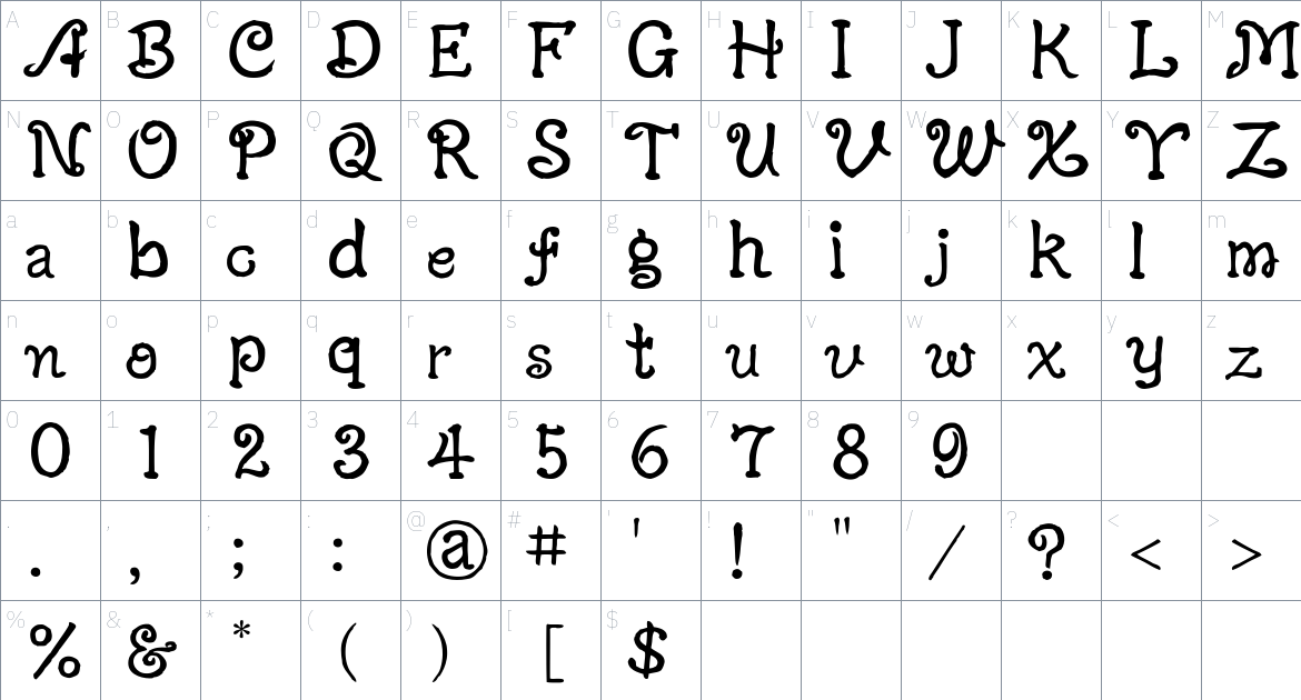 Yuji Mai Font font Character Map