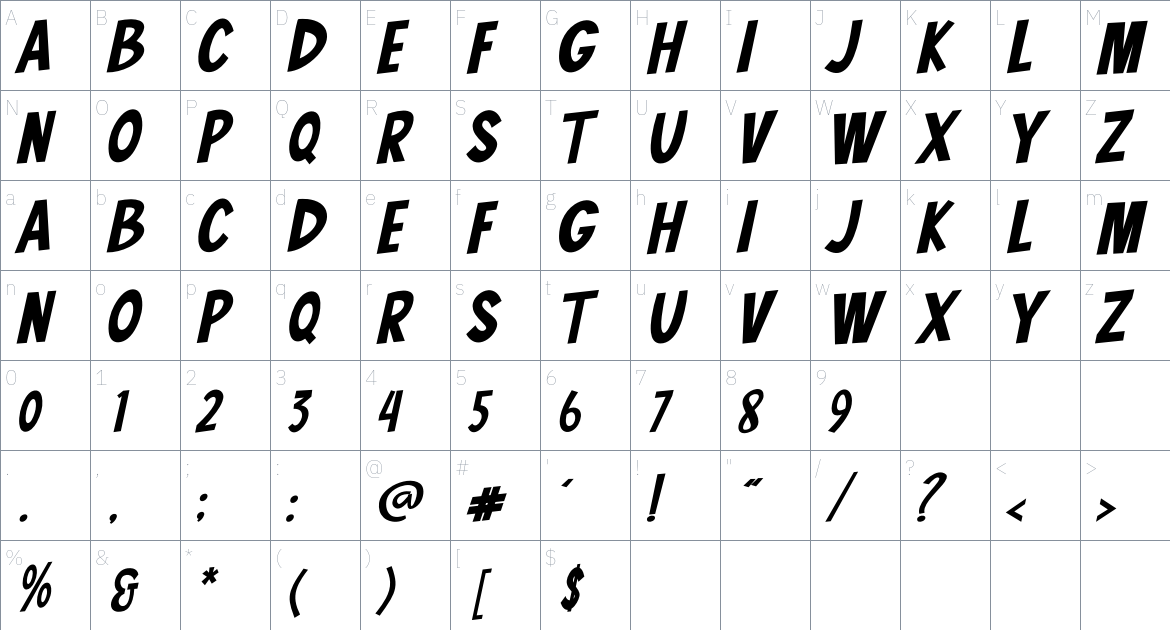 Comic Shark Font font Character Map