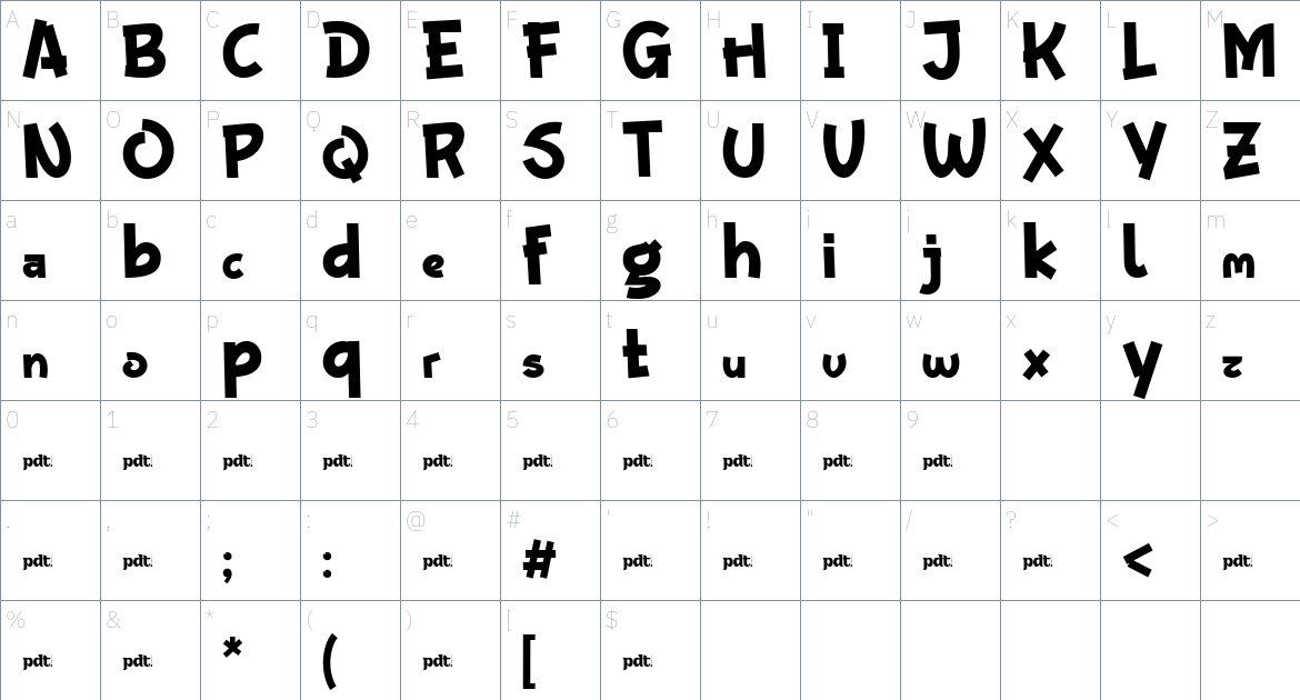 Quwen King font Character Map