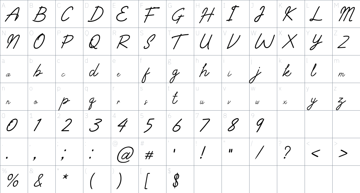 Drepton Olina font Character Map