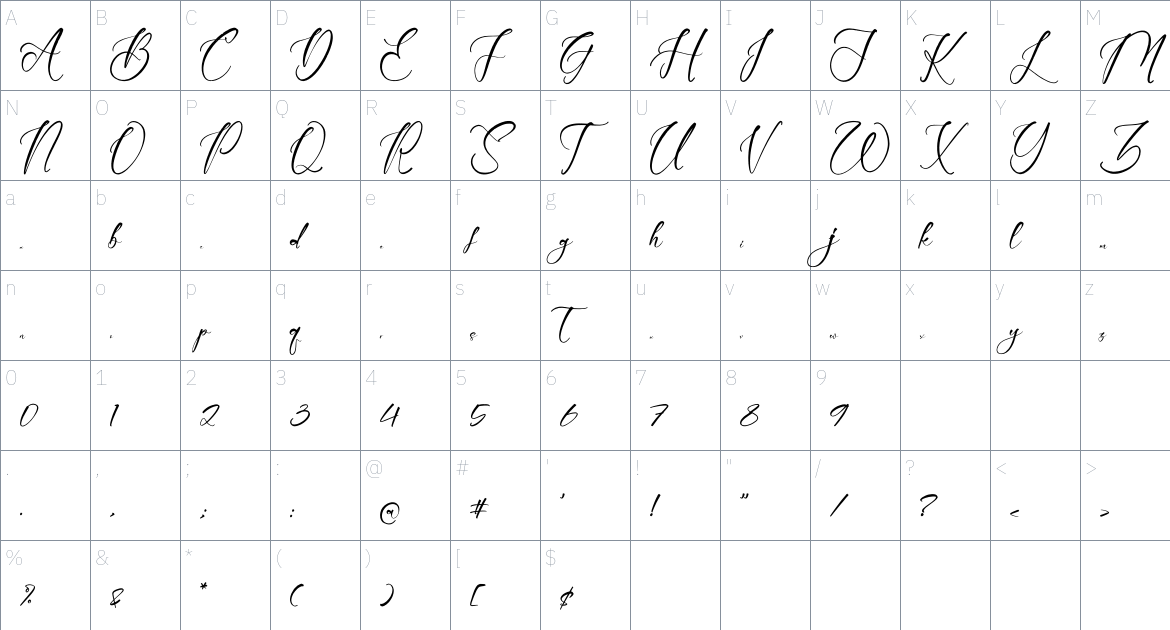 Arllontesha Rosttecy font Character Map