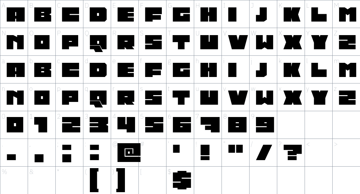 Cubic font Character Map