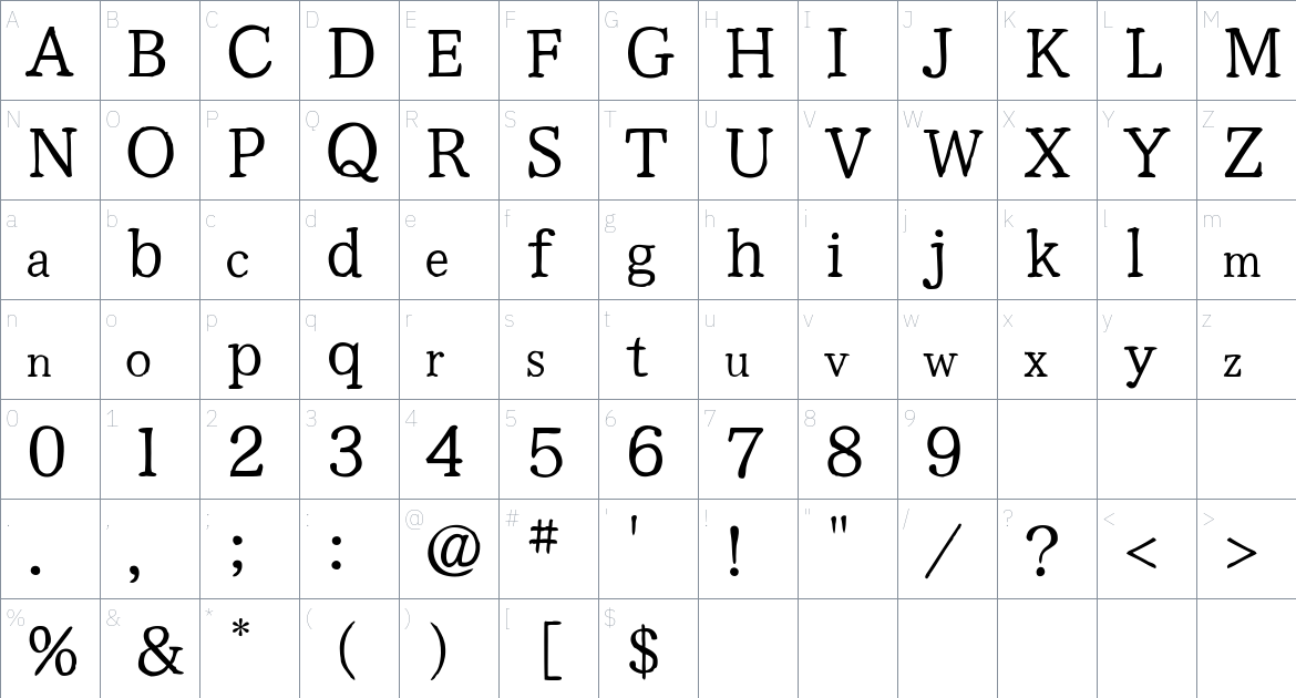 Yuji Syuku Font font Character Map