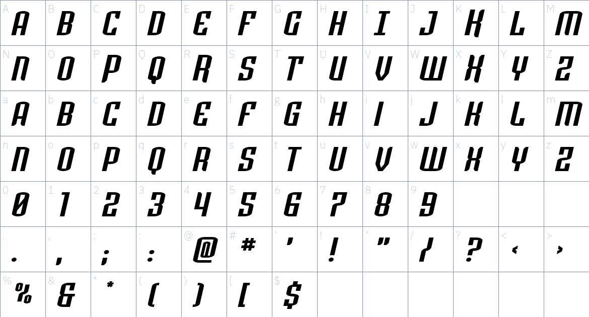 Ice Wave font Character Map