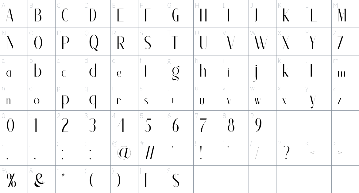 Agezka font Character Map