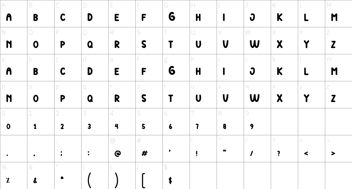 Time Out font Character Map