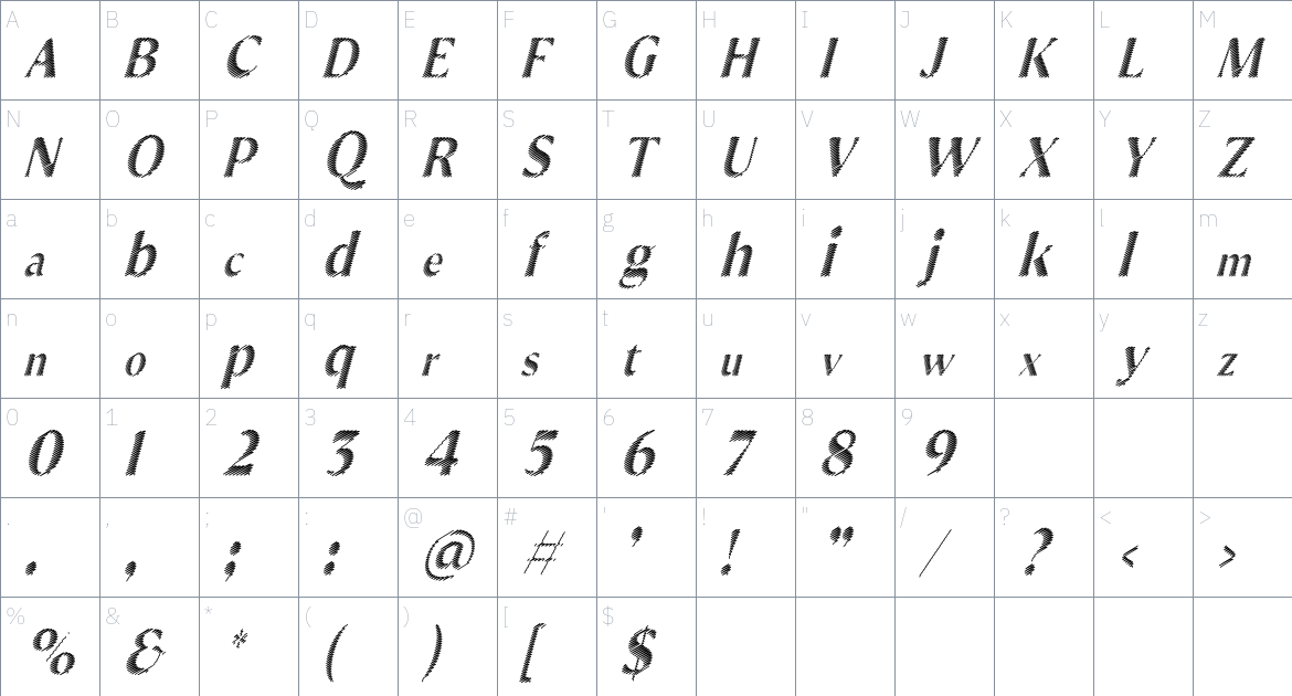 Besonda Display font Character Map