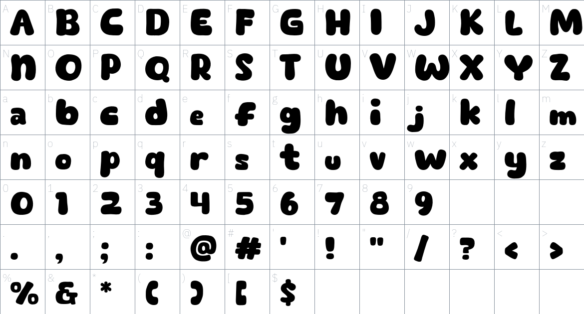 Machiato Show font Character Map